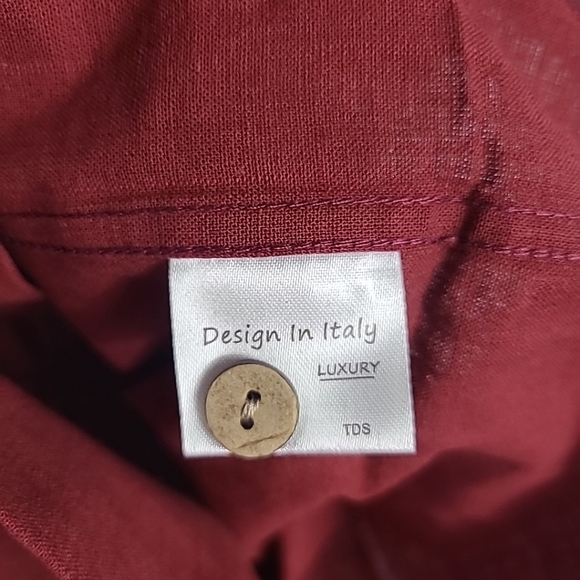 NEW Flex Mens Luxury Collection Designed in Italy Short Sleeve Red Shirt Sz M - Picture 5 of 8